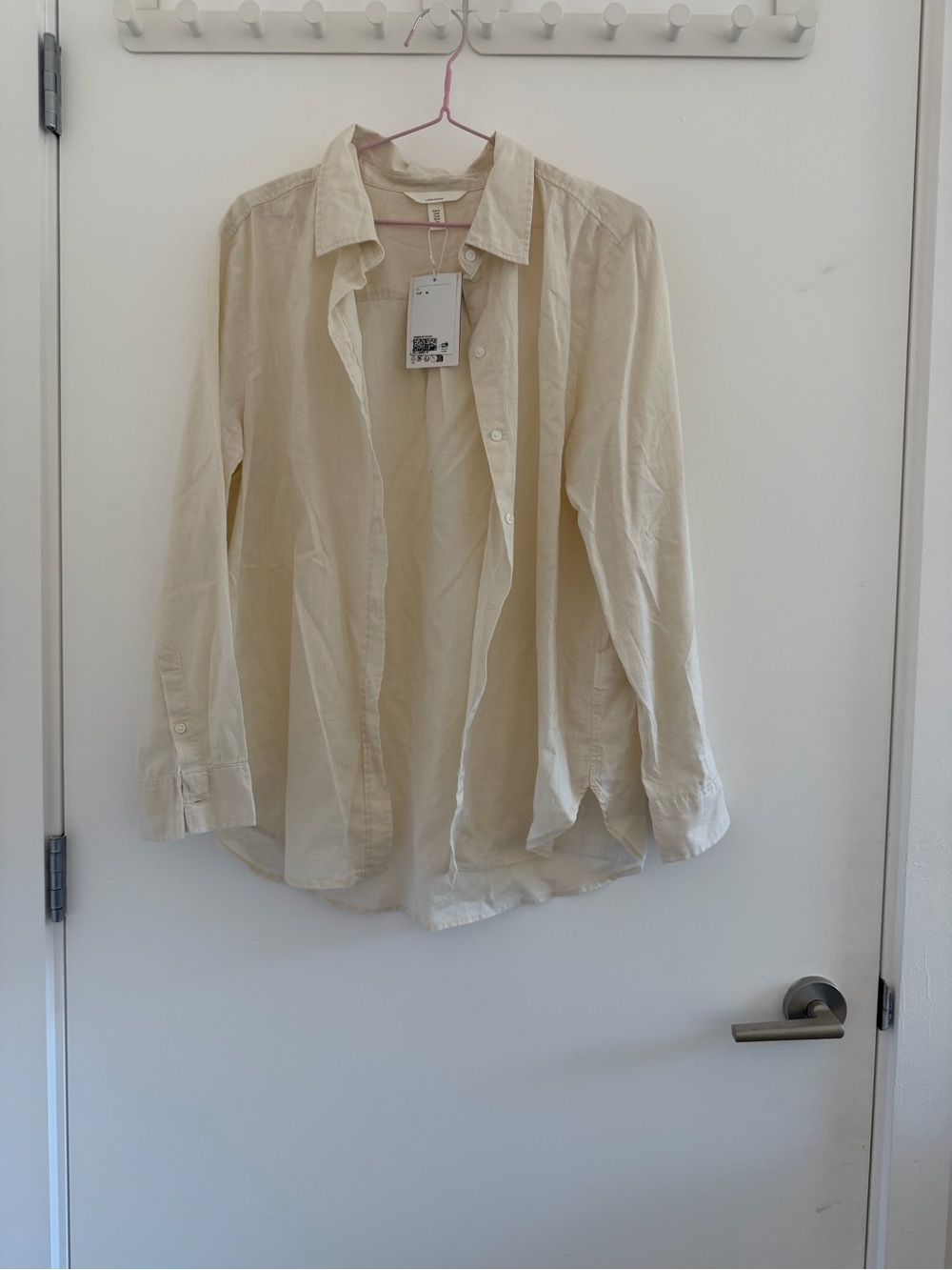 NWT H&M Cream Button-Up Shirt - Lightweight Long Sleeve